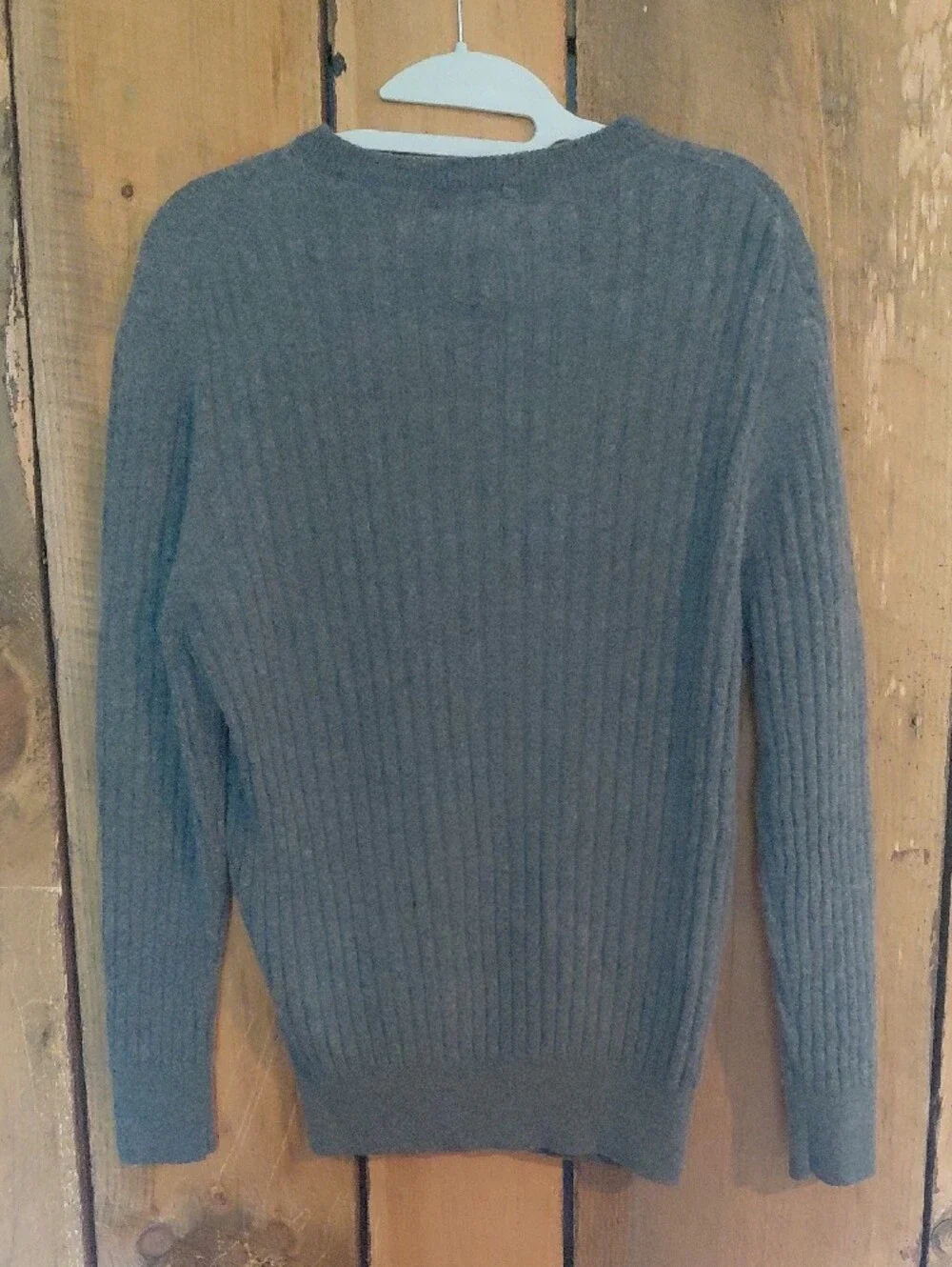 Men's Ribbed Cashmere Crewneck Sweater - Gray